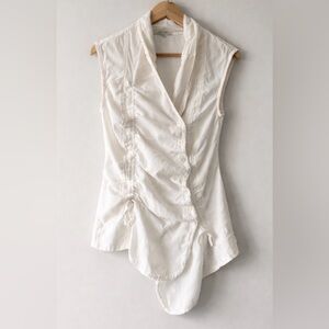 Prairie Underground Small Organic Cotton Wrap Blouse Asymmetrical Hem